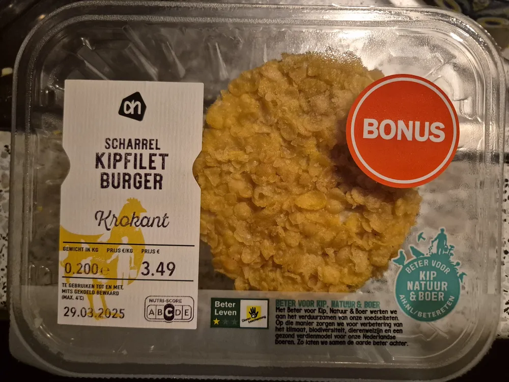 Scharrel krokante kipfiletburger 2 stuks