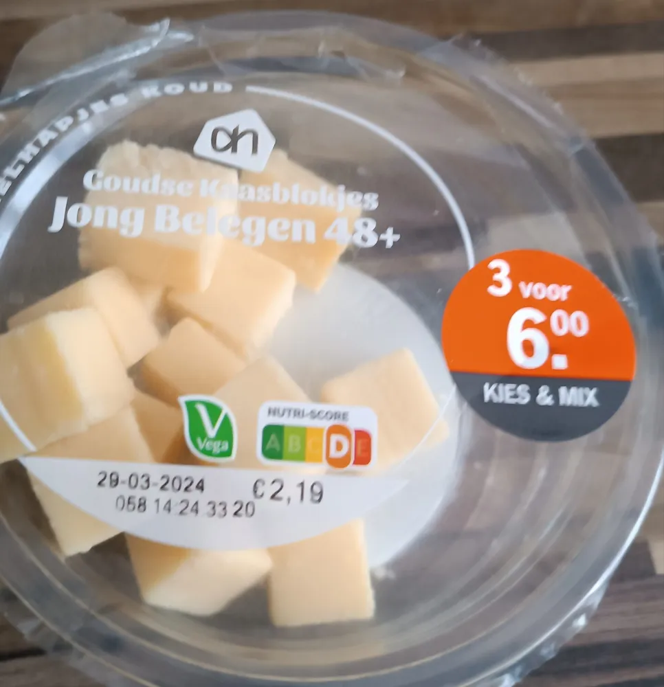 Goudse kaasblokjes jong belegen 48+