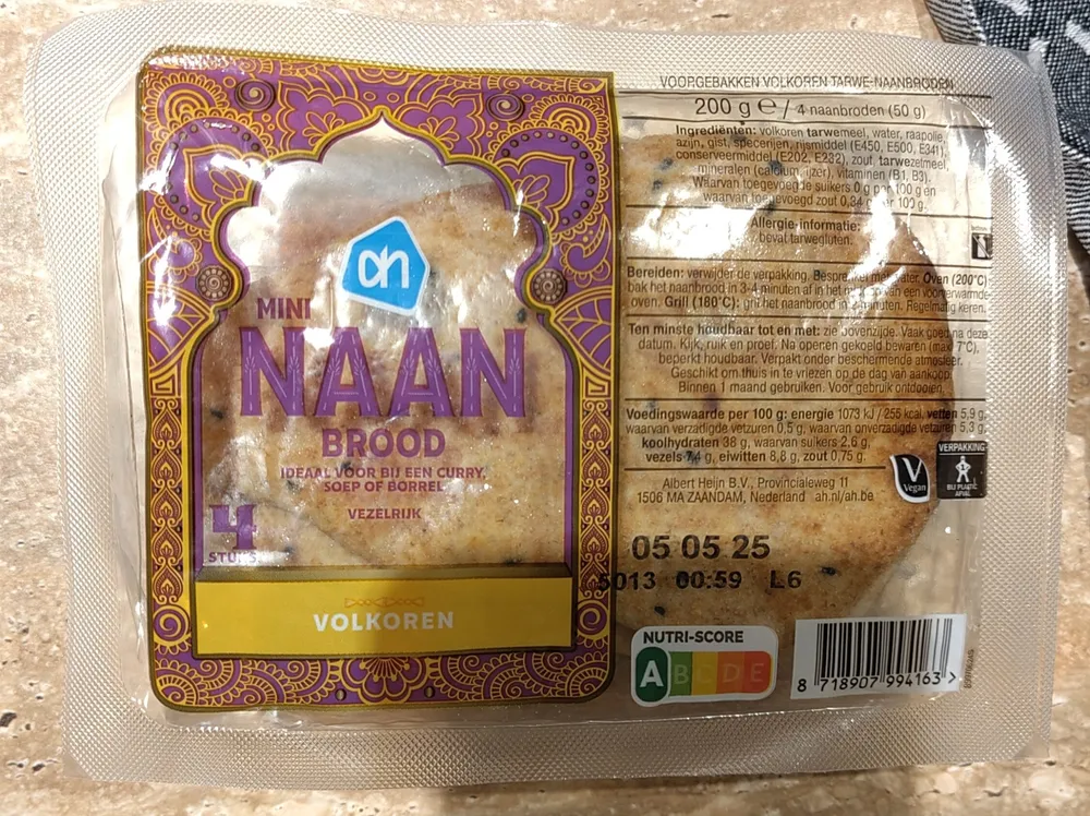 Mini naanbrood volkoren