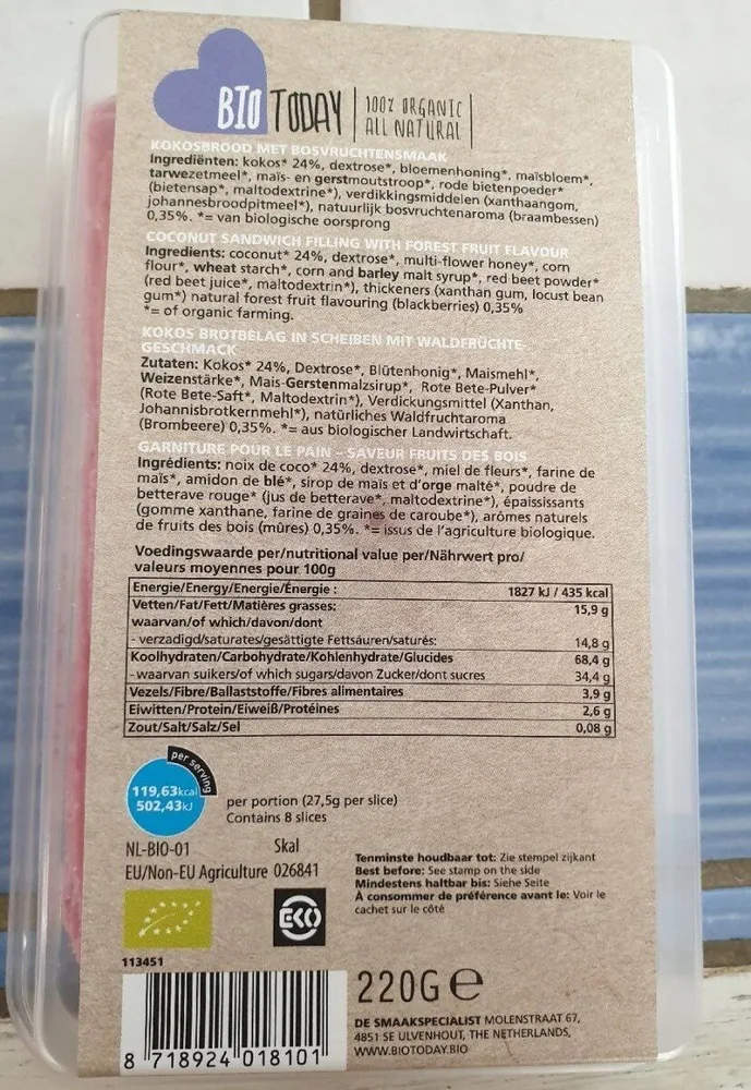 Coconut sandwich with forest flavour