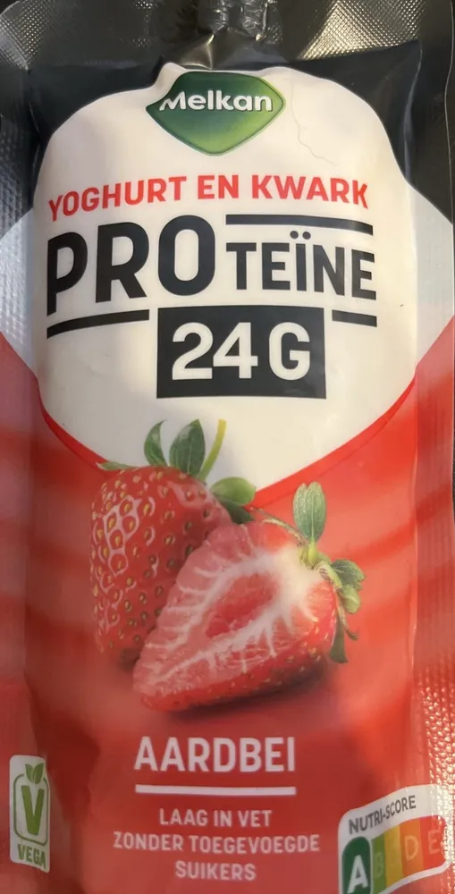 Melkan YOGHURT EN KWARK PROTEÏNE 24G VEGA AARDBEI