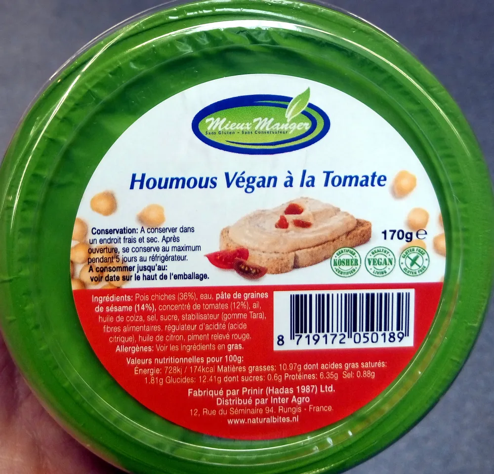 Houmous Végan à la Tomate