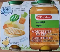 Repas carottes, poulet, pomme de terre