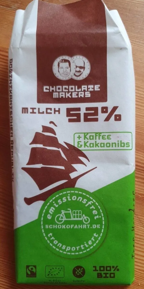 Milchschokolade 52% + Kaffee & Kakaonibs