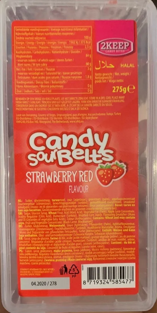 Candy sour belts (strawberry red flavour)