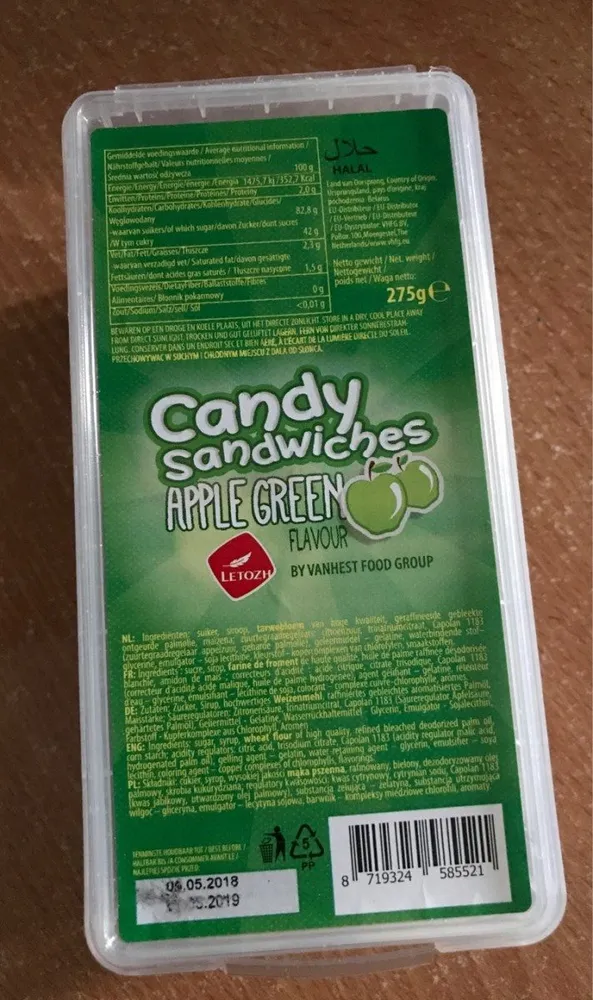 Candy sandwiches apple green