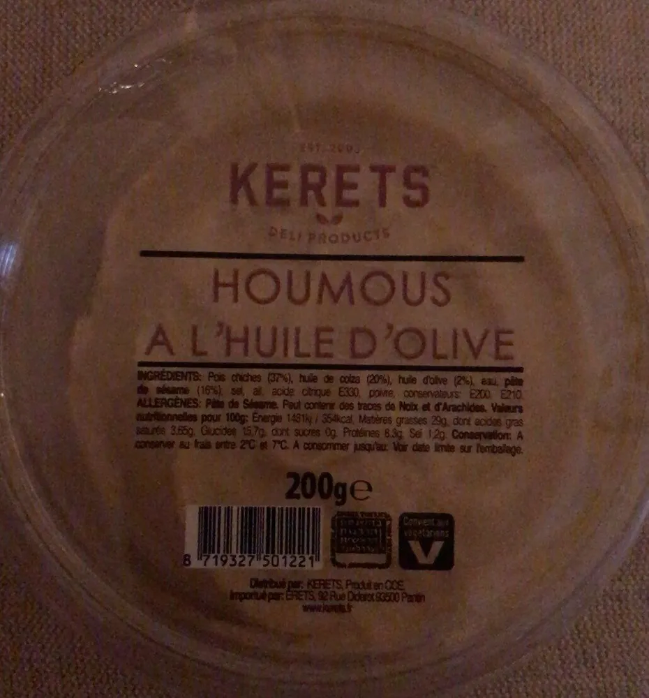 Houmous à l’huile d’olive