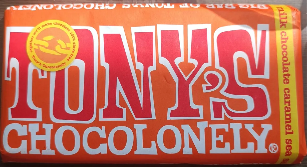 Belgian Fairtrade milk chocolate with caramel pieces and sea salt