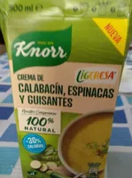 Crema de calabacín, espinacas y guisantes