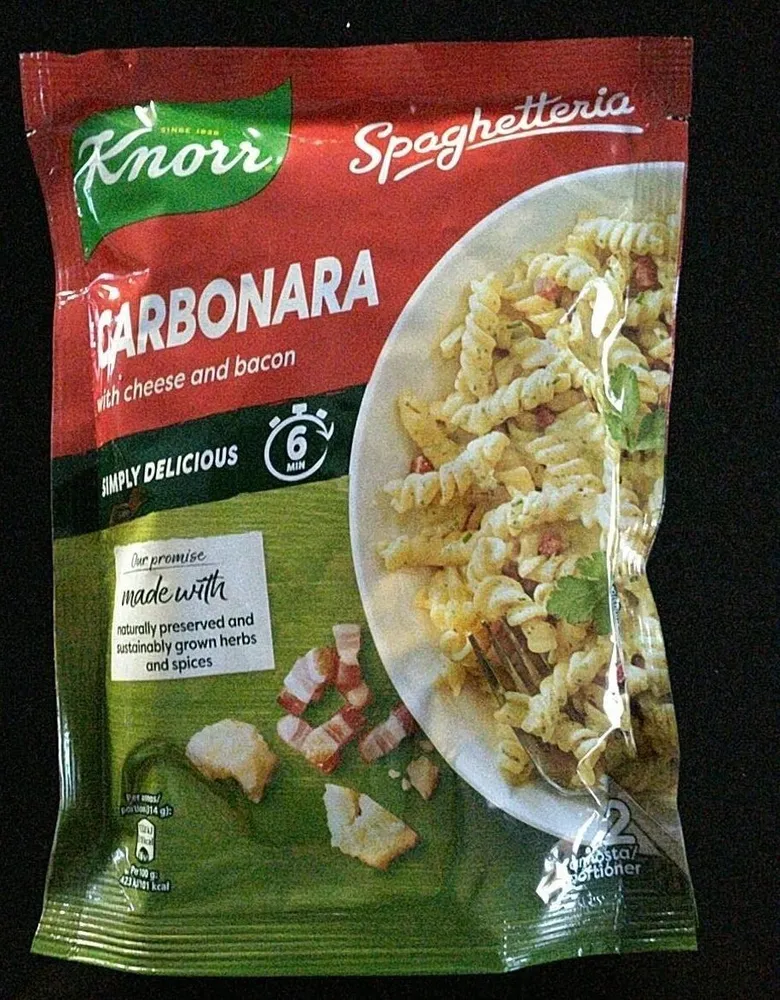 Carbonara with cheese and bacon