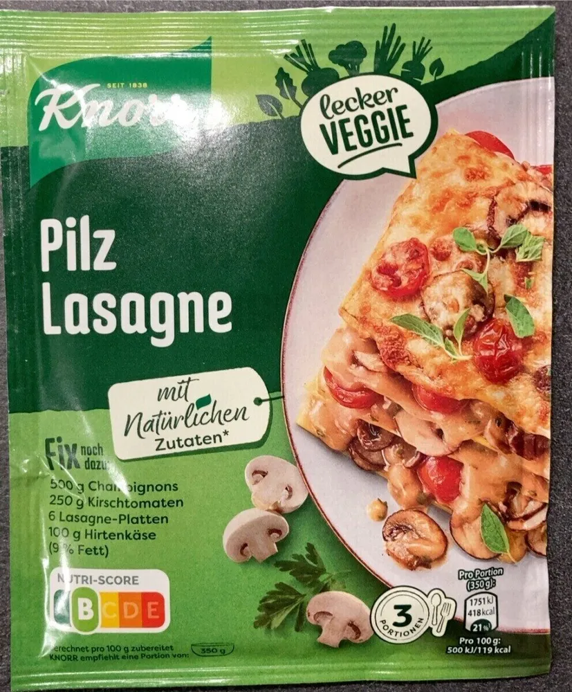 Pilz Lasagne