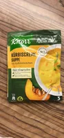 Kürbiscreme Suppe mit Kürbisstückchen
