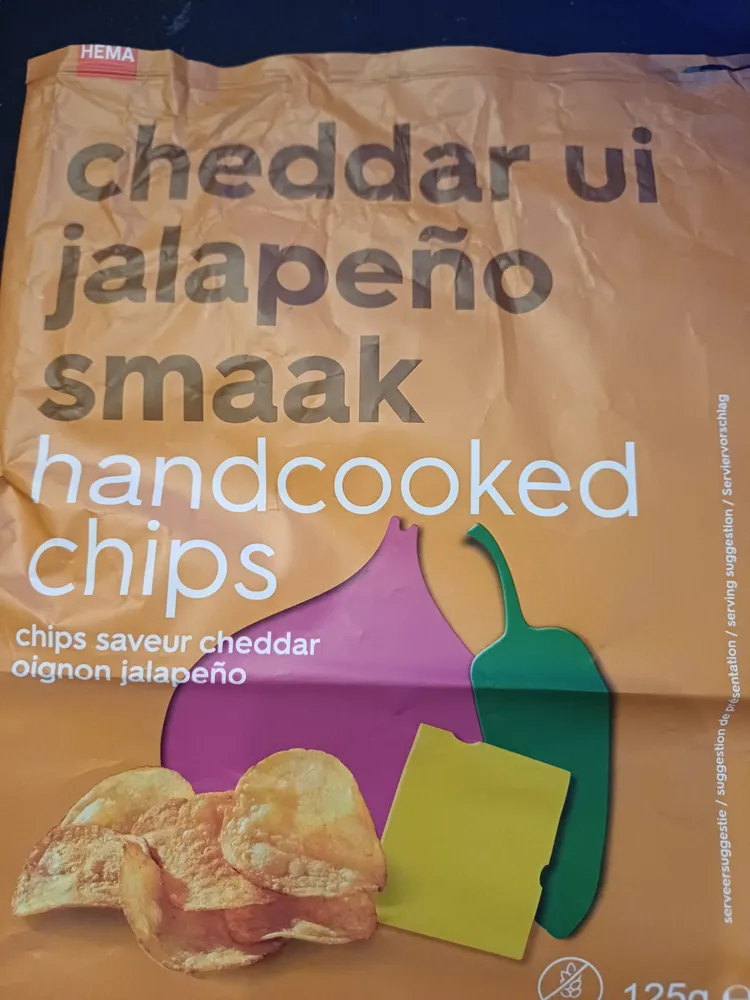 handcooked chips cheddar ui jalapeño smaak