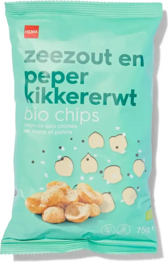 Zeezout en peper kikkererwt bio chips