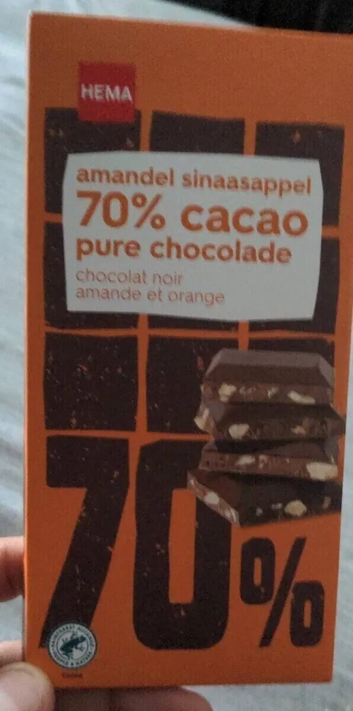 Tablette de chocolat noir amandes et orange