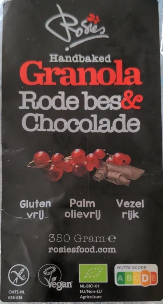 Handbaked granola - Rode bes en chocolade