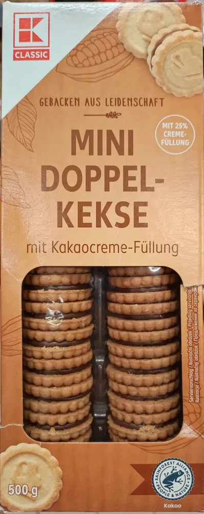 Mini Doppelkekse mit Kakaocreme-Füllung