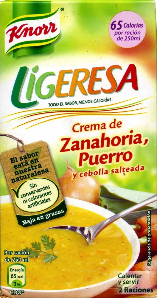 Crema de zanahoria, puerro y cebolla