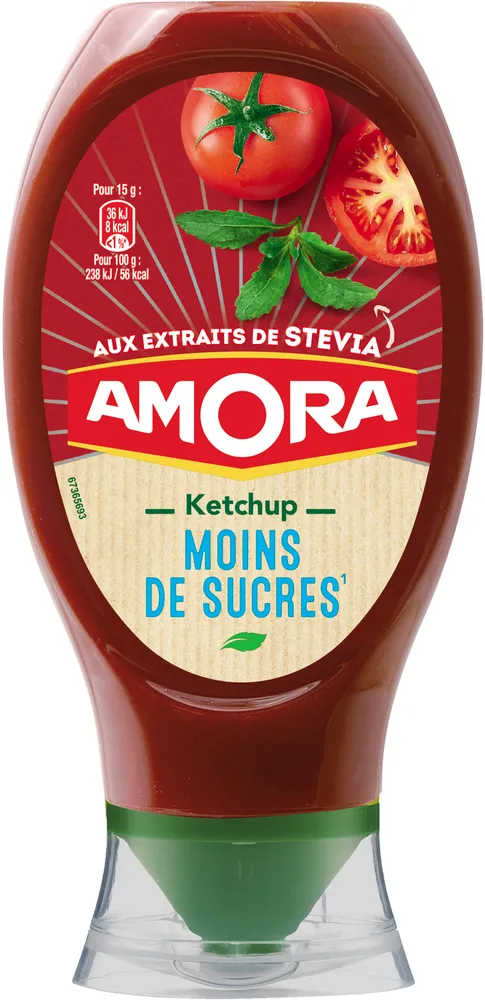 Amora Ketchup Plaisir+ Stevia Flacon Souple 465g