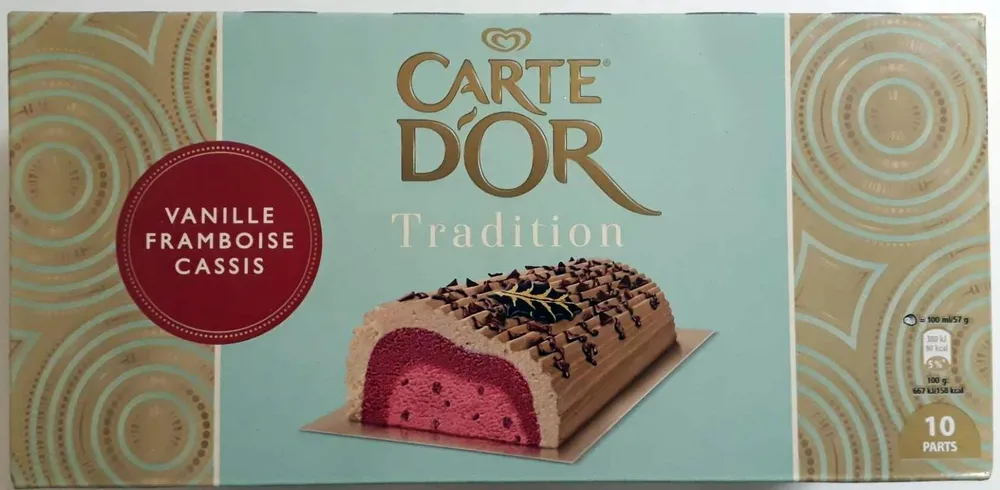 Carte D'or Tradition Glace Buche Tradition Vanille Framboise Cassis 10 parts 1L