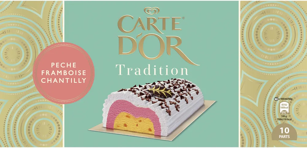 Carte D'or Tradition Buche Glacée Pêche Framboise Chantilly 1l