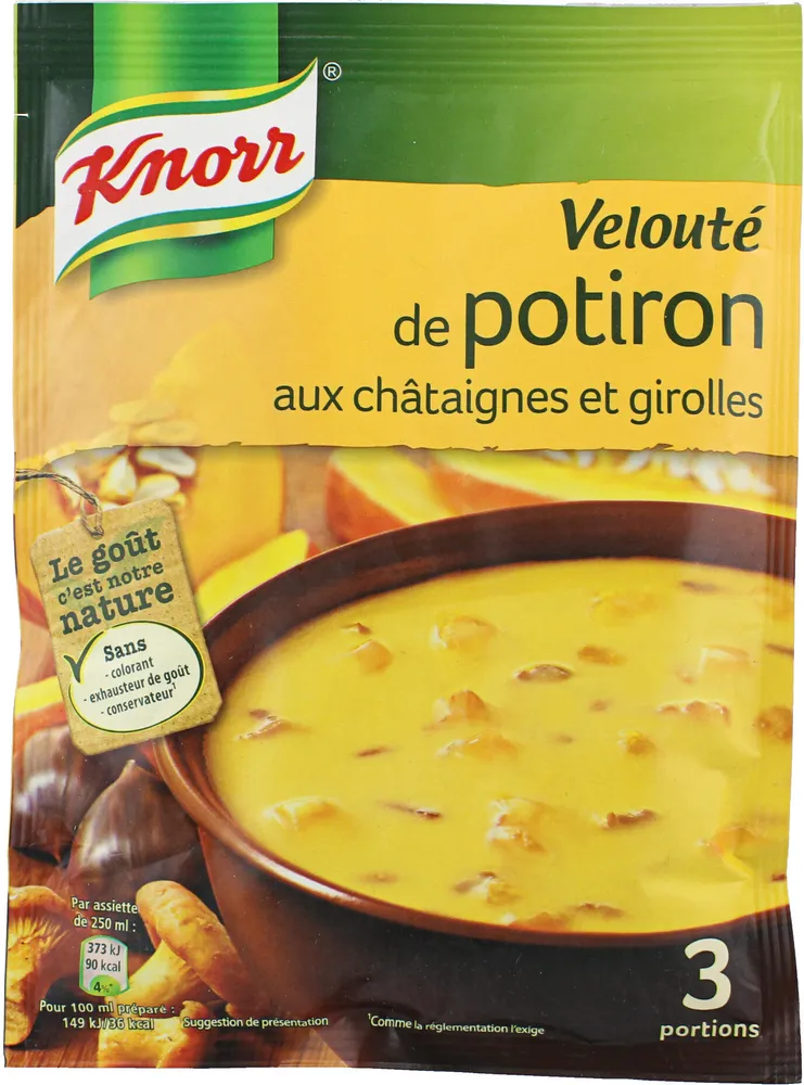 Knorr Velouté Déshydraté Potiron Châtaignes Girolles Sachet 3 Portions - 66g