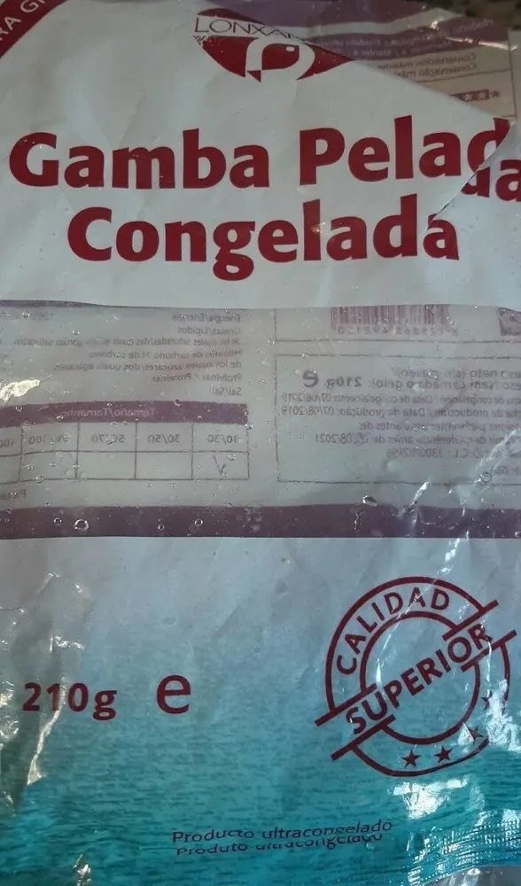Gamba pelada congelada
