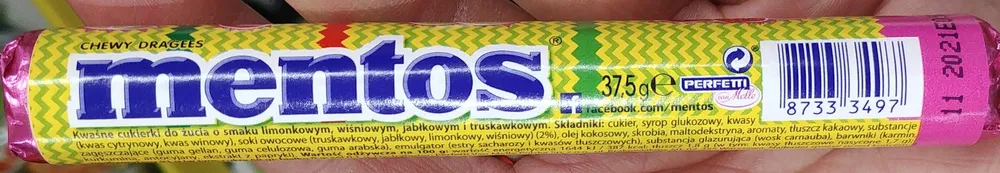 Kwaśne cukierki do żucia o smaku limonkowym, jabłkowym i truskawkowym
