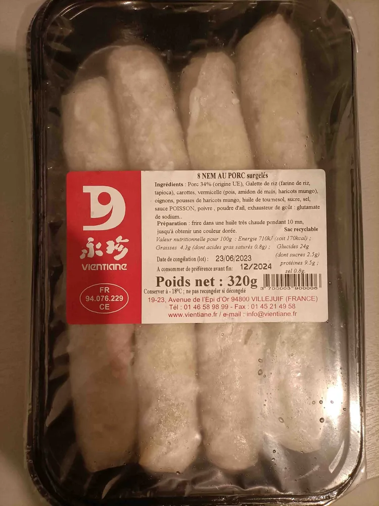 Nems au porc surgelés
