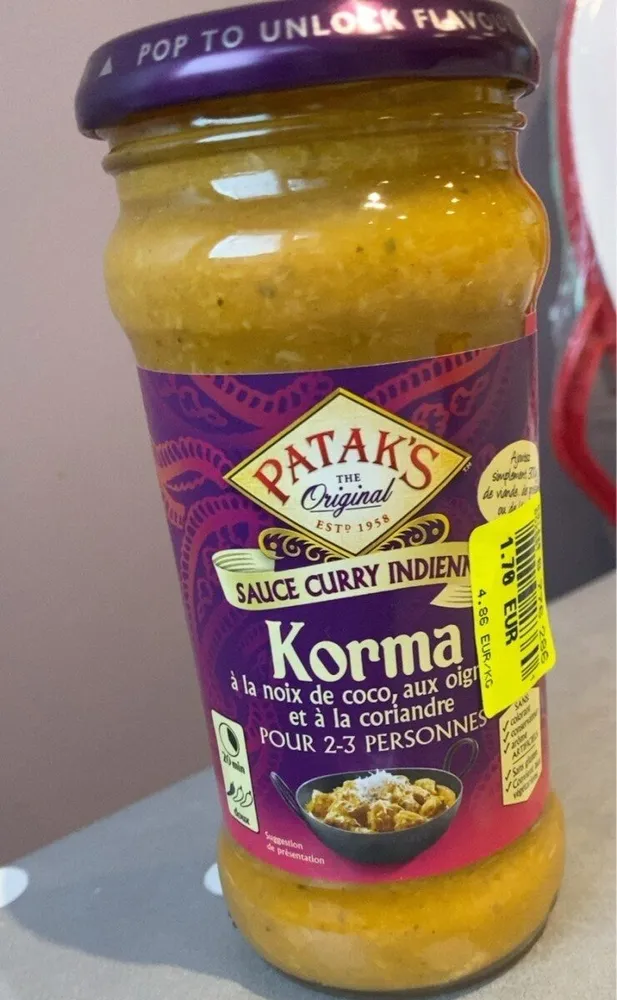 Korma sauce curry indienne