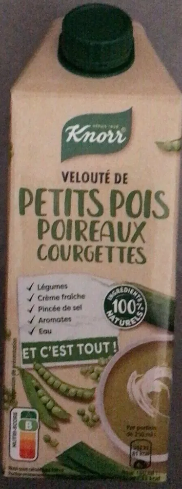 Velouté petits pois poireaux courgettes