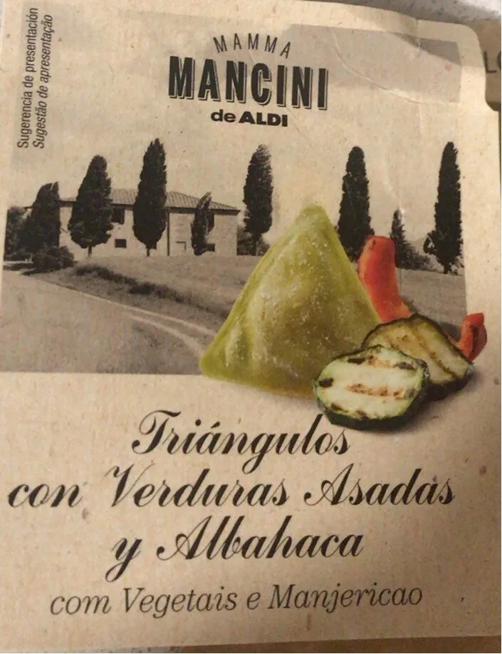 Triangulos con Verduras asadas y albahaca