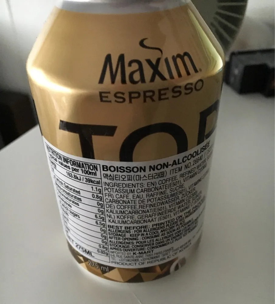 Maxim Espresso T. o. p Can Coffee - Master Latte