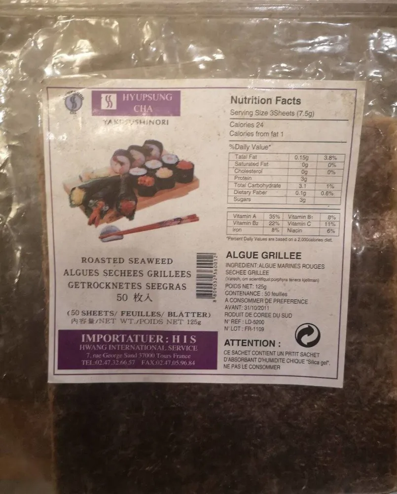 Algues séchées grillées