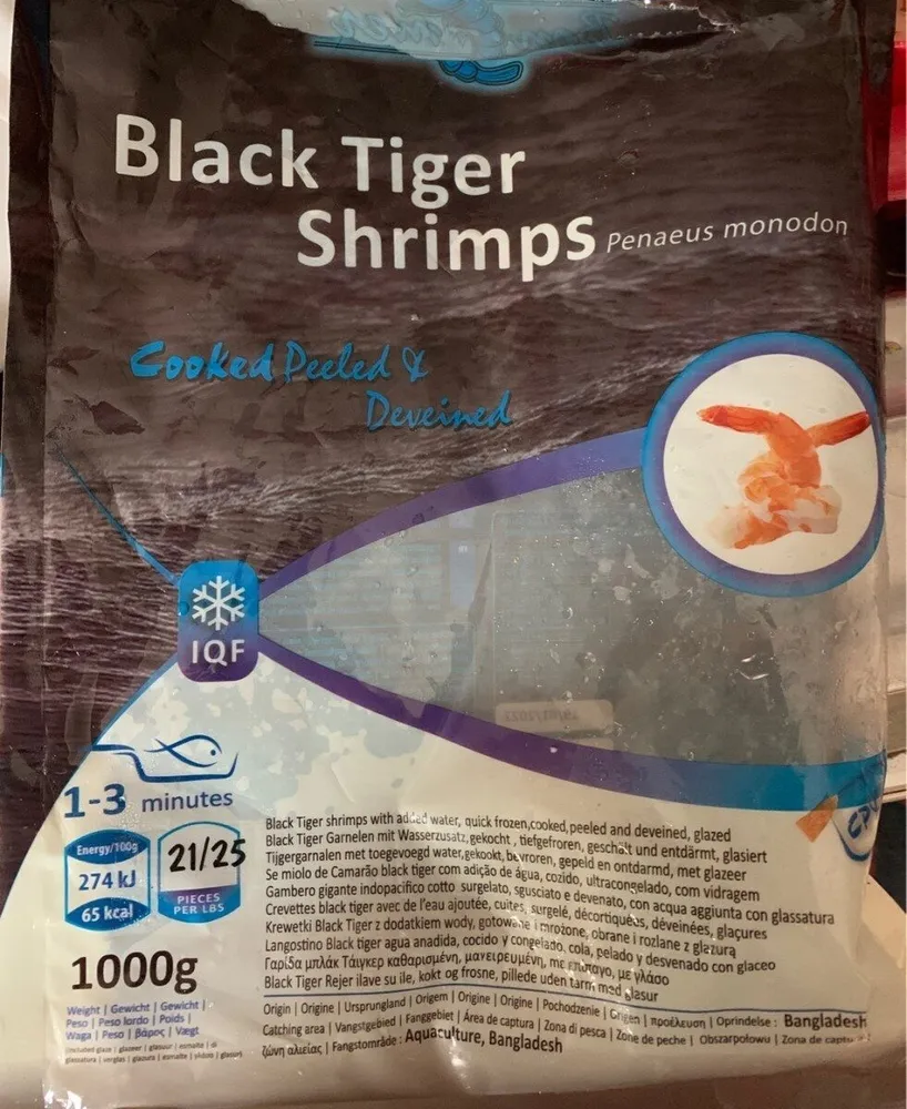 Black tiger shrimps