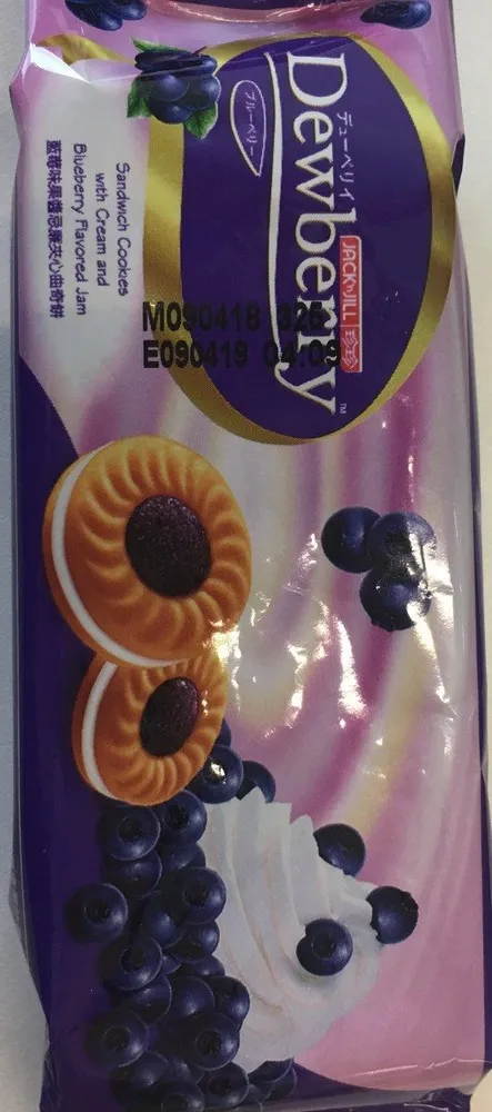 Sandwich Cookies with Cream and Blueberry Flavored Jam