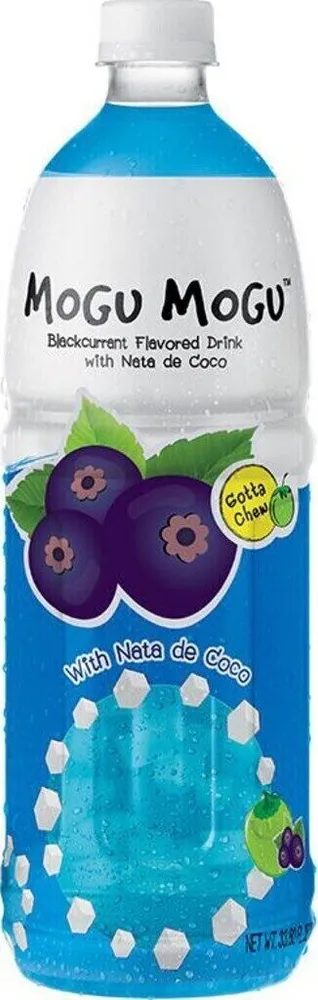 Blackcurrant flavored drink with nata de coco