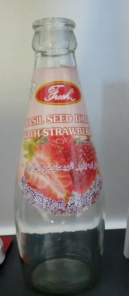 Basil seed drink with strawberry
