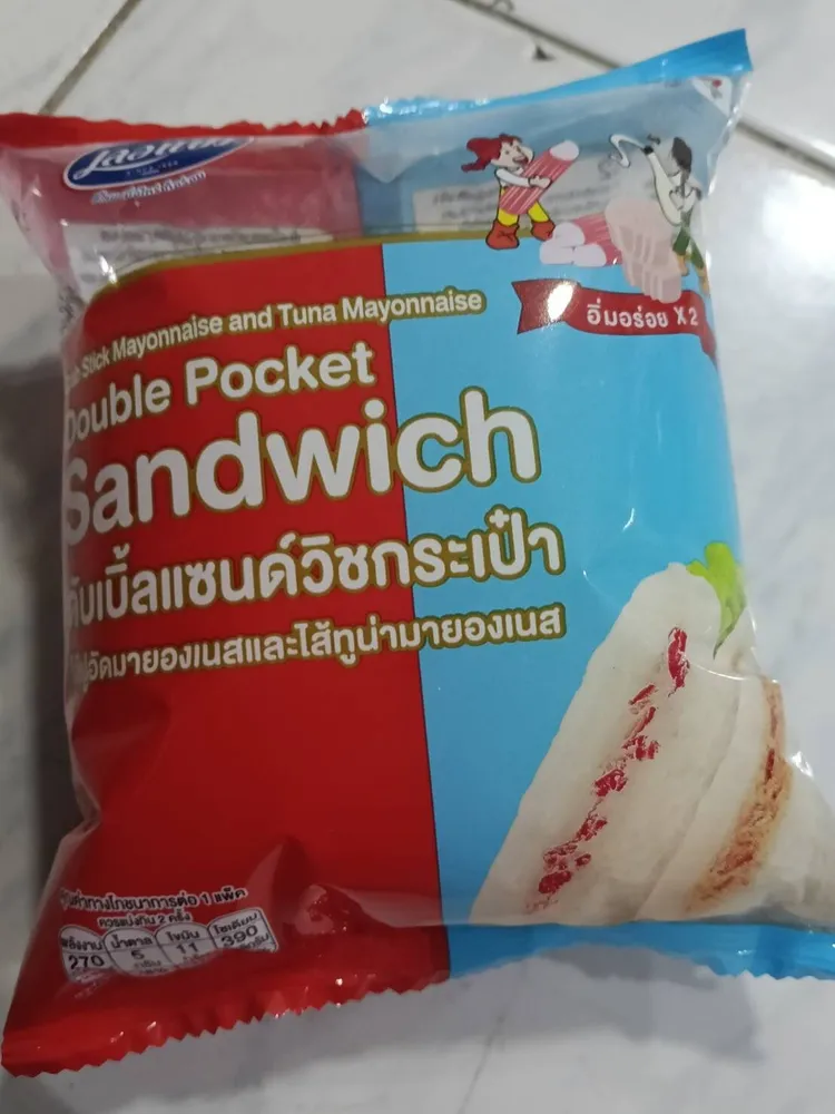 Crab Stick Mayonnaise and Tuna Mayonnaise Double Pocket Sandwich