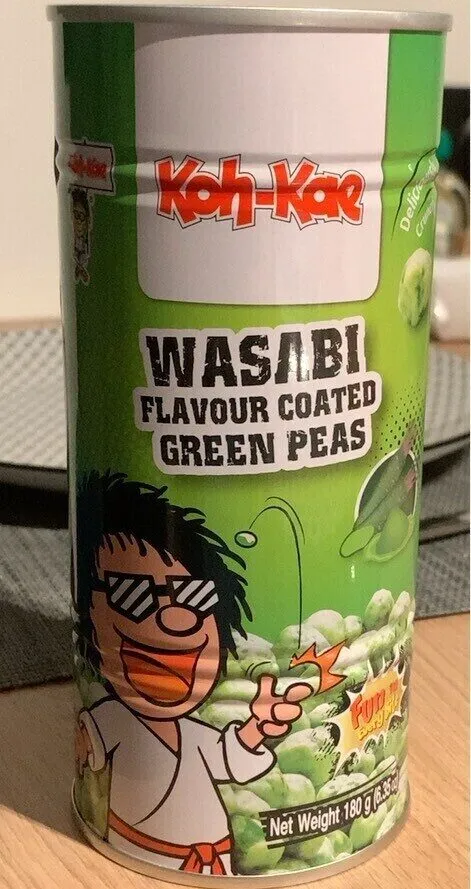 Wasabi flavour coated green peas