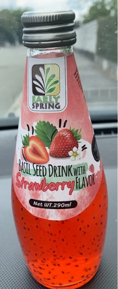 Basil seed drink with stawberry flavor