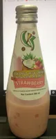 Coconut milk drink wirh nata de coco with strawberry