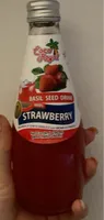 Basil seed drink with strawberry