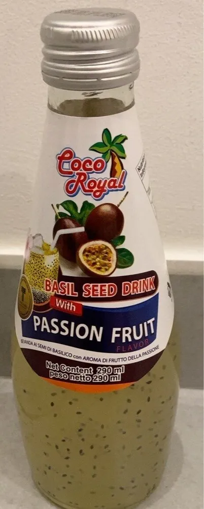 Basil seed drink with passion fruit