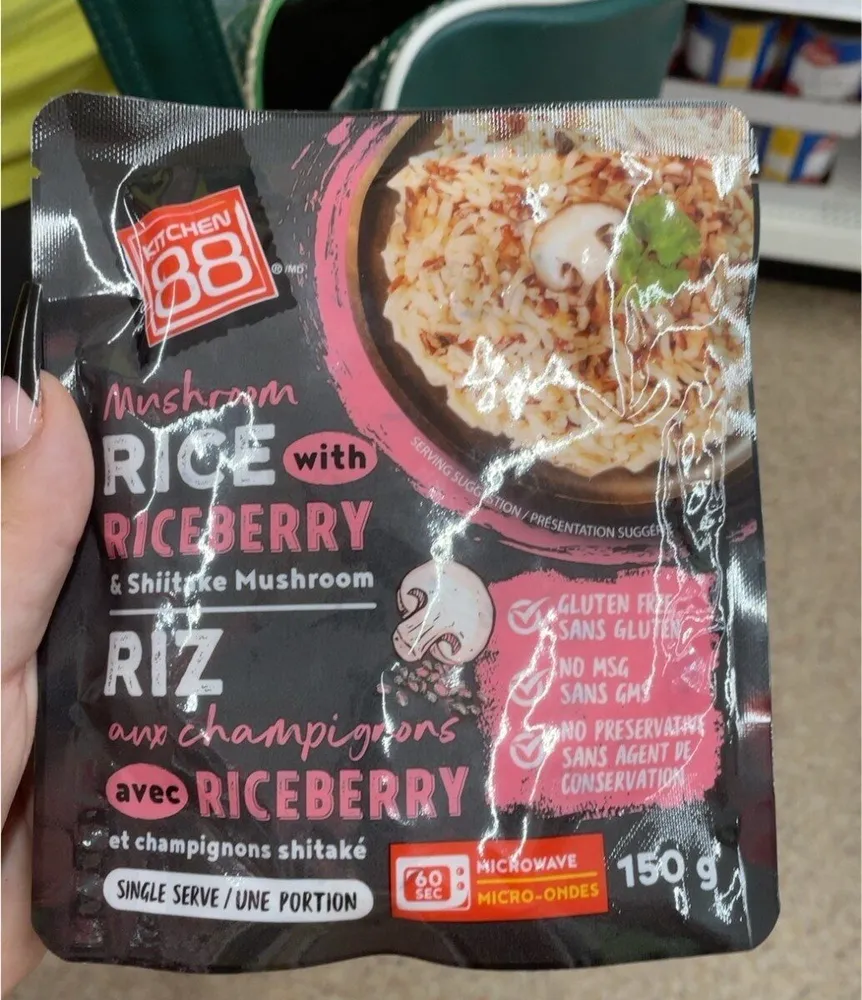 mushroom rice with riceberry and shiitake mushroom