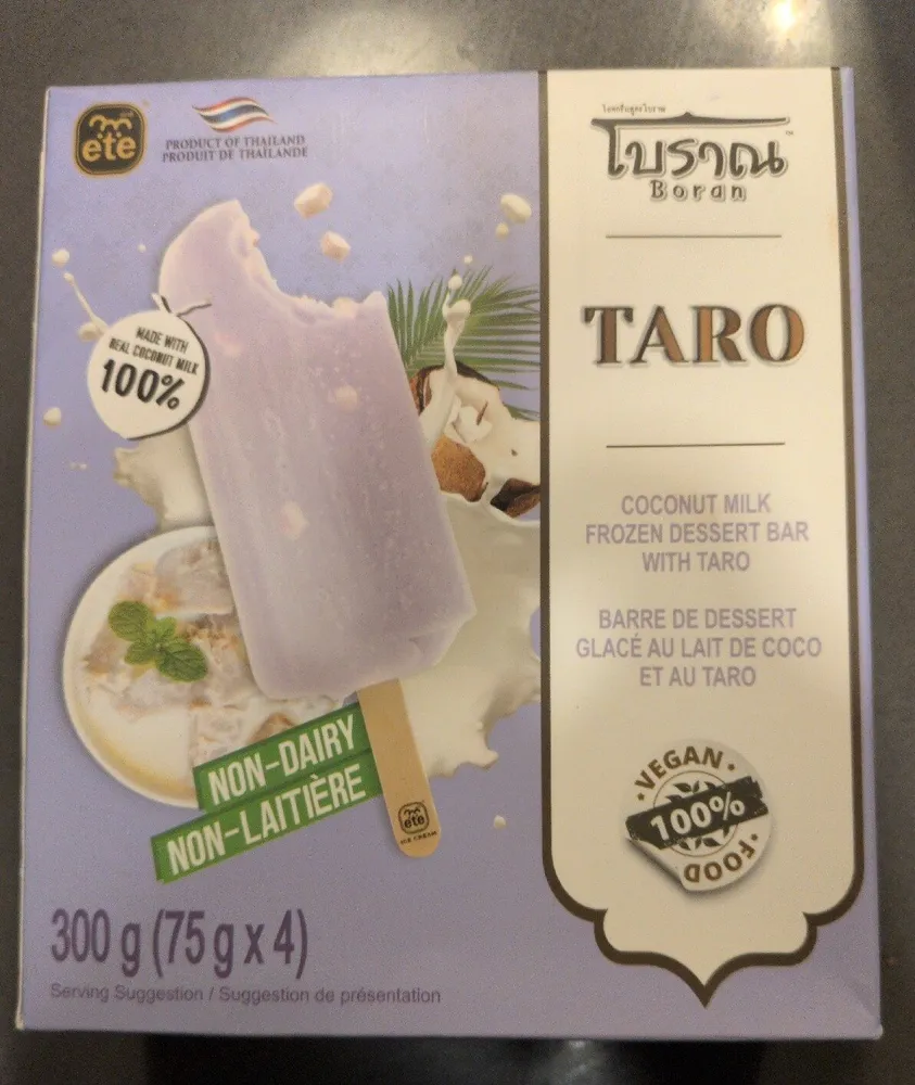 Taro Coconut Milk Frozen Desert Bar With Taro