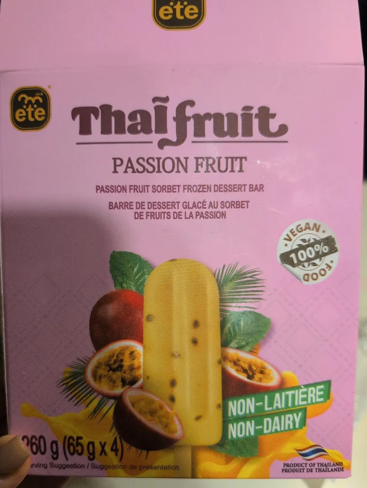 Passion Fruit Sorbet Frozen Dessert Bar