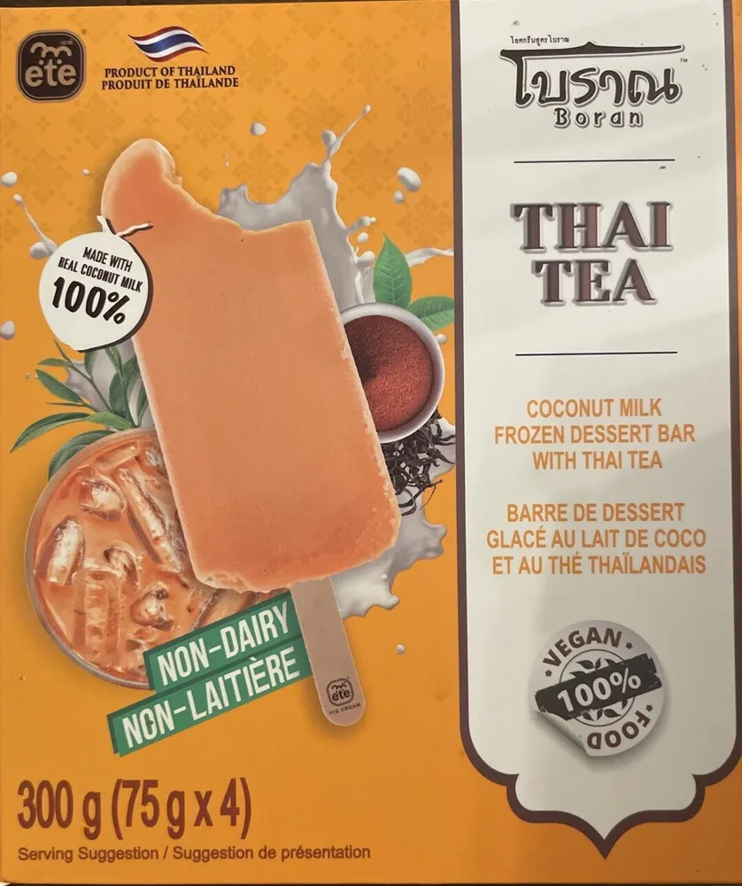Coconut Milk Frozen Dessert Bar with Thai Tea
