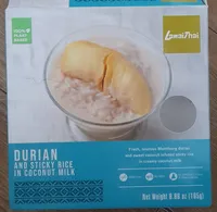 durian and sticky rice in coconut milk