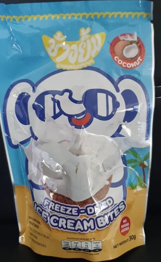 Freeze-dried ice cream bites coconut